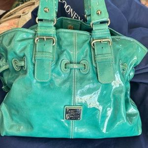 Dooney and Bourke vintage teal leather midsize bag